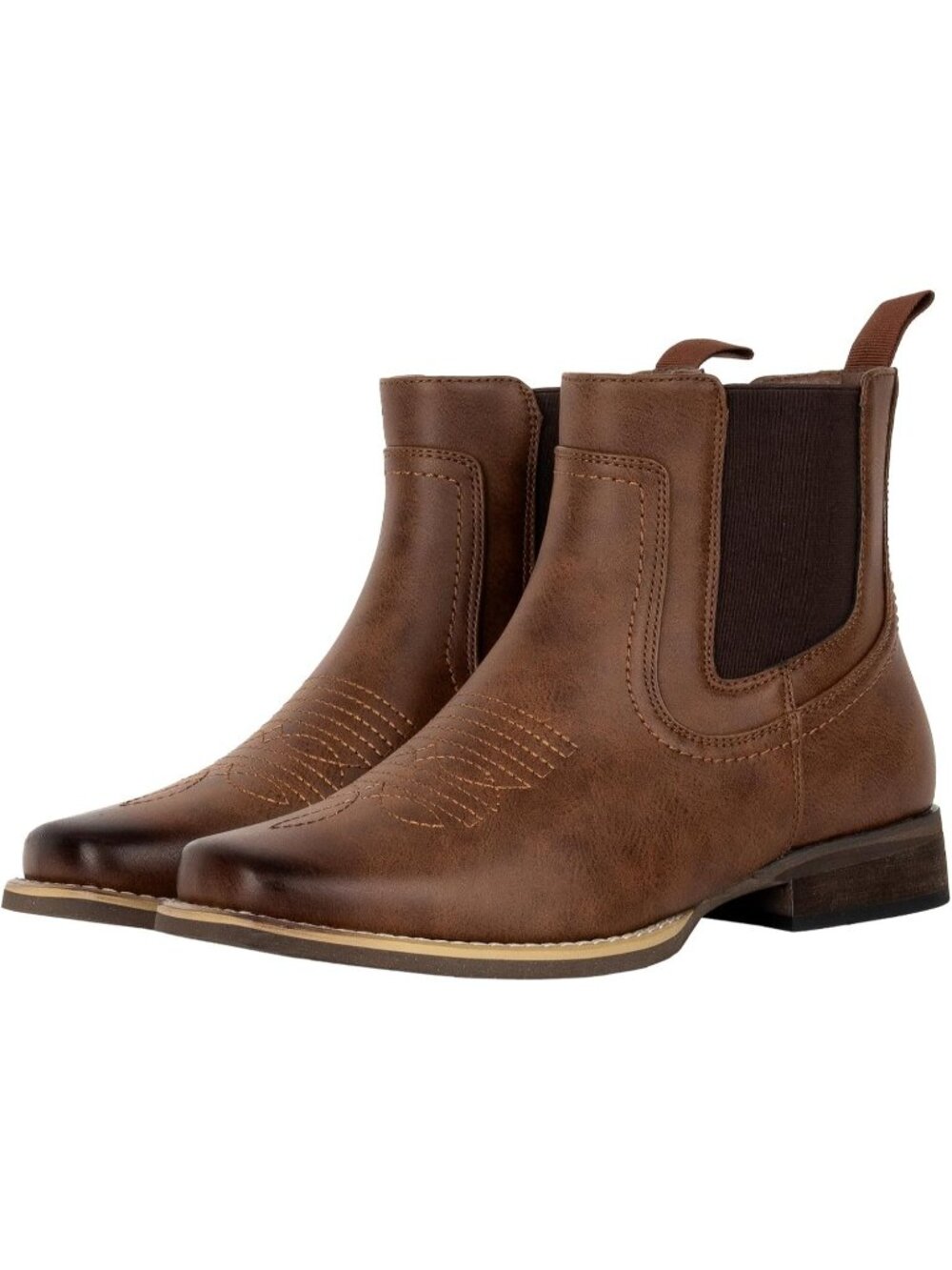 Men’s Brown Ankle Chelsea Cowboy Boots Western Slip On Casual Dress Boots